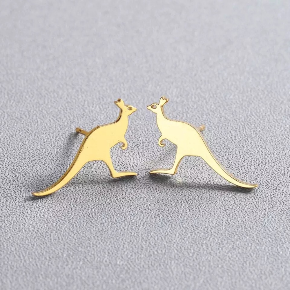 🎉 New Gold Plated Kangaroo Stud Earrings
